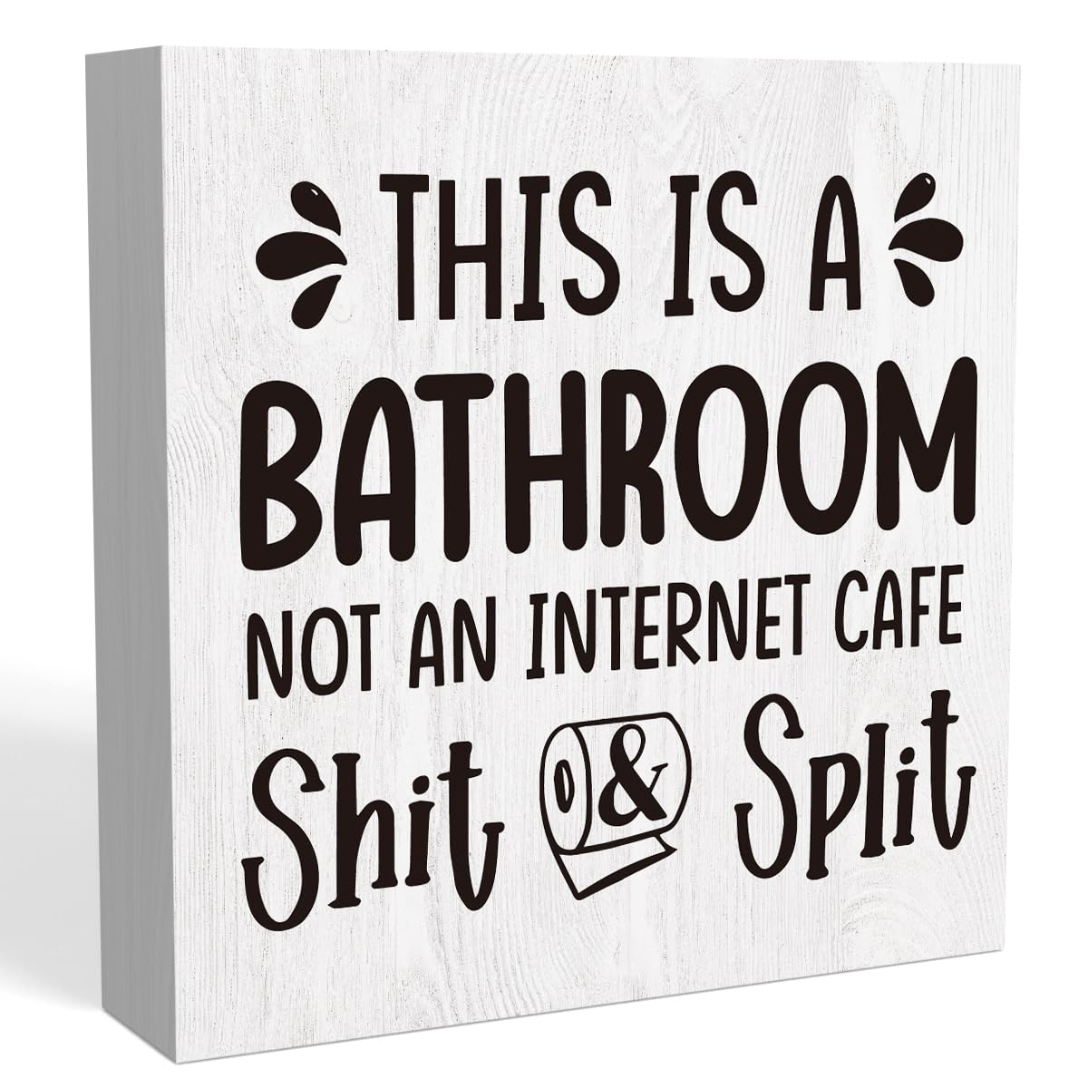 Rustic Funny Farmhouse Bathroom Toilet Decor This Is a Bathroom Not an Internet Cafe Wood Sign 5x 5 inch, Humor Black and White Decorations for Guest Half Bathroom Shelves Restroom Accessories