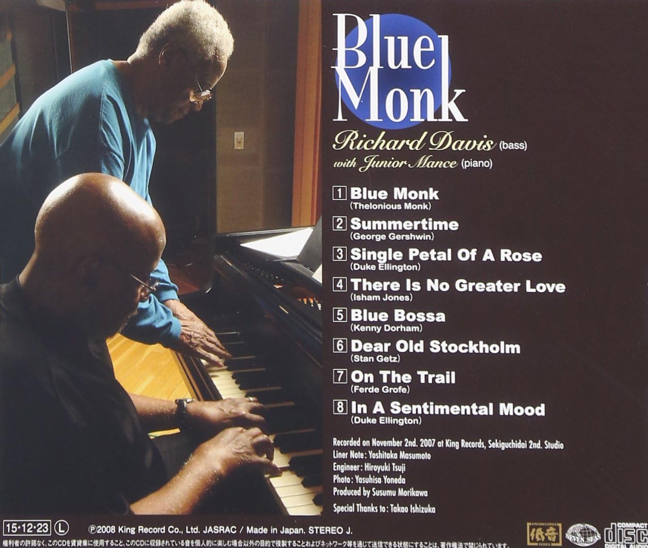 RICHARD DAVIS (2) JUNIOR MANCE - Blue Monk - Disque CD