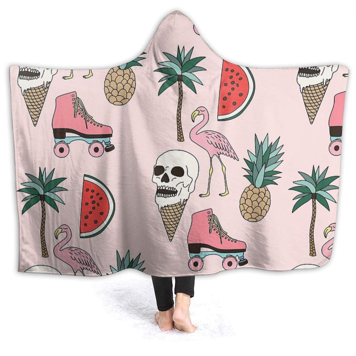 MYSTCOVER The Feeling of Summer Throw Hooded Blanket for Sofa Couch Soft Flannel Decorative Warm Cozy Lightweight Microfiber Suitable All Season 80x60 Inch for Adult