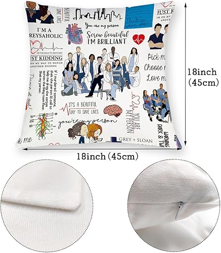Miniatura 2 de OUz Funda de almohada gris inspirada en programas de televisión Sloan Memorial Hospital, para fanáticos de la anatomía del médico, funda de almohada