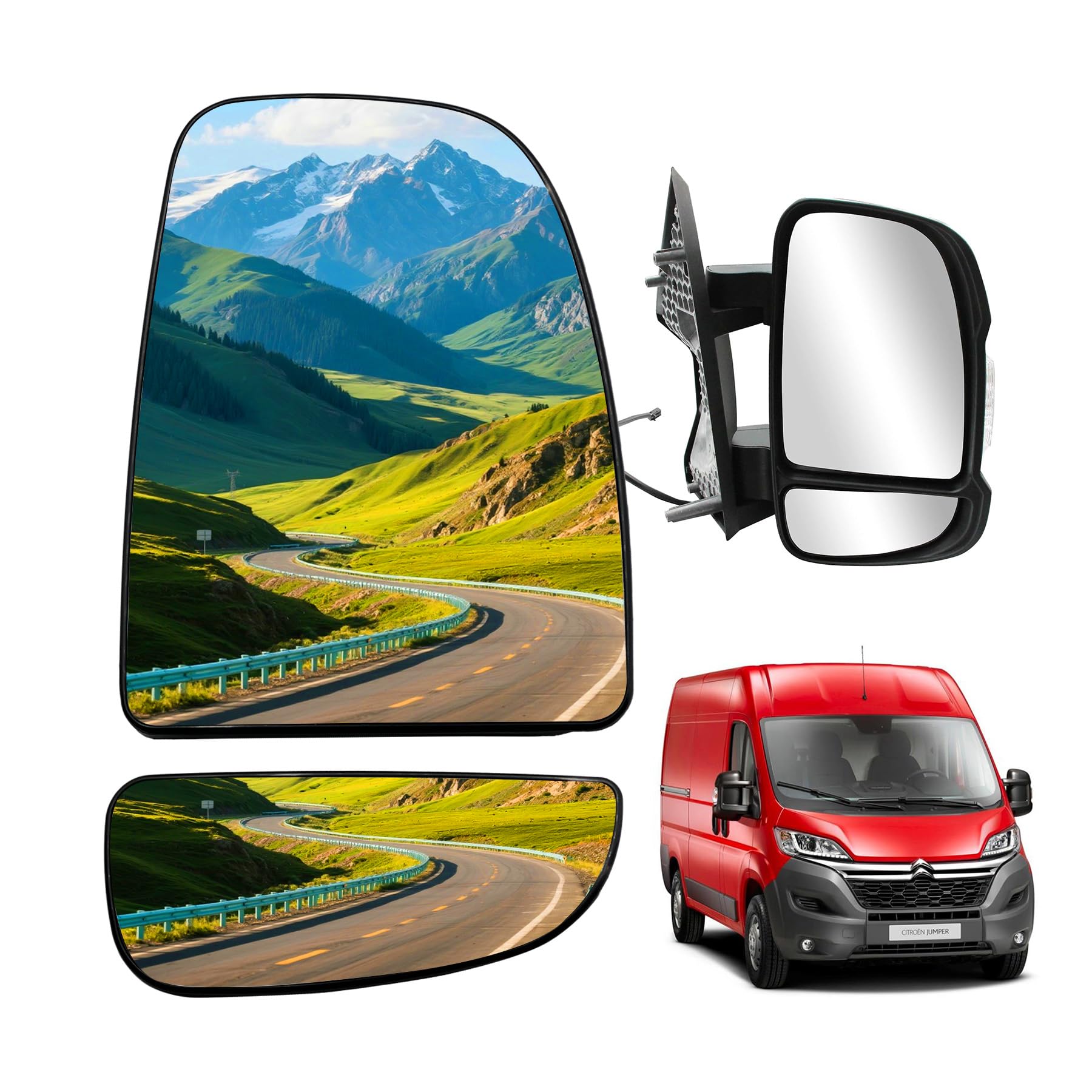 Vetro Specchio, Specchio Esterno Retrovisore Riscaldabile per Fiat Ducato Citroen Jumper Peugeot Boxer 2006-2023, Destro DX Lato Passeggero