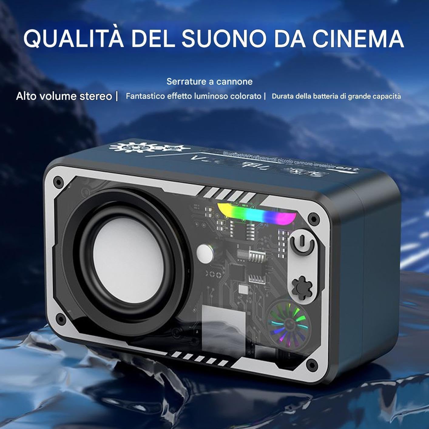 Portable Bluetooth Speaker,8-Hour Playtime 3D Surround Sound,IPX7 Waterproof Portable Bluetooth Speaker, Wireless 360°Surround Sound, LED Light Show, Built-in Mic, for Party, Travel, Beach, Outdoor