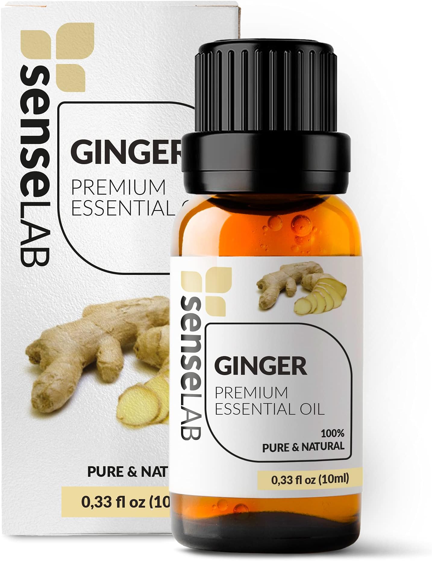 SenseLAB Indian Ginger Essential Oil - 100% Pure Extract Ginger Oil Therapeutic Grade Essential Oils - for Diffuser and Humidifier - Massage and Hair Care Oil - Aromatherapy Oils (10 ml)