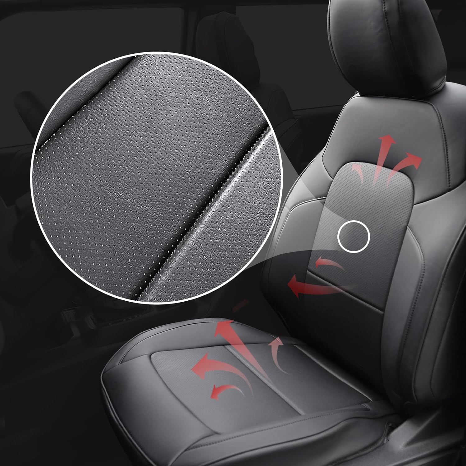 Mabett Seat Cover Protector with Rear Cup Holder for Ford Bronco Accessories 2026,2021-2025 Full Set Interior Covers with Felt (Black, 4-Door with Felt and Rear Cup Holder)