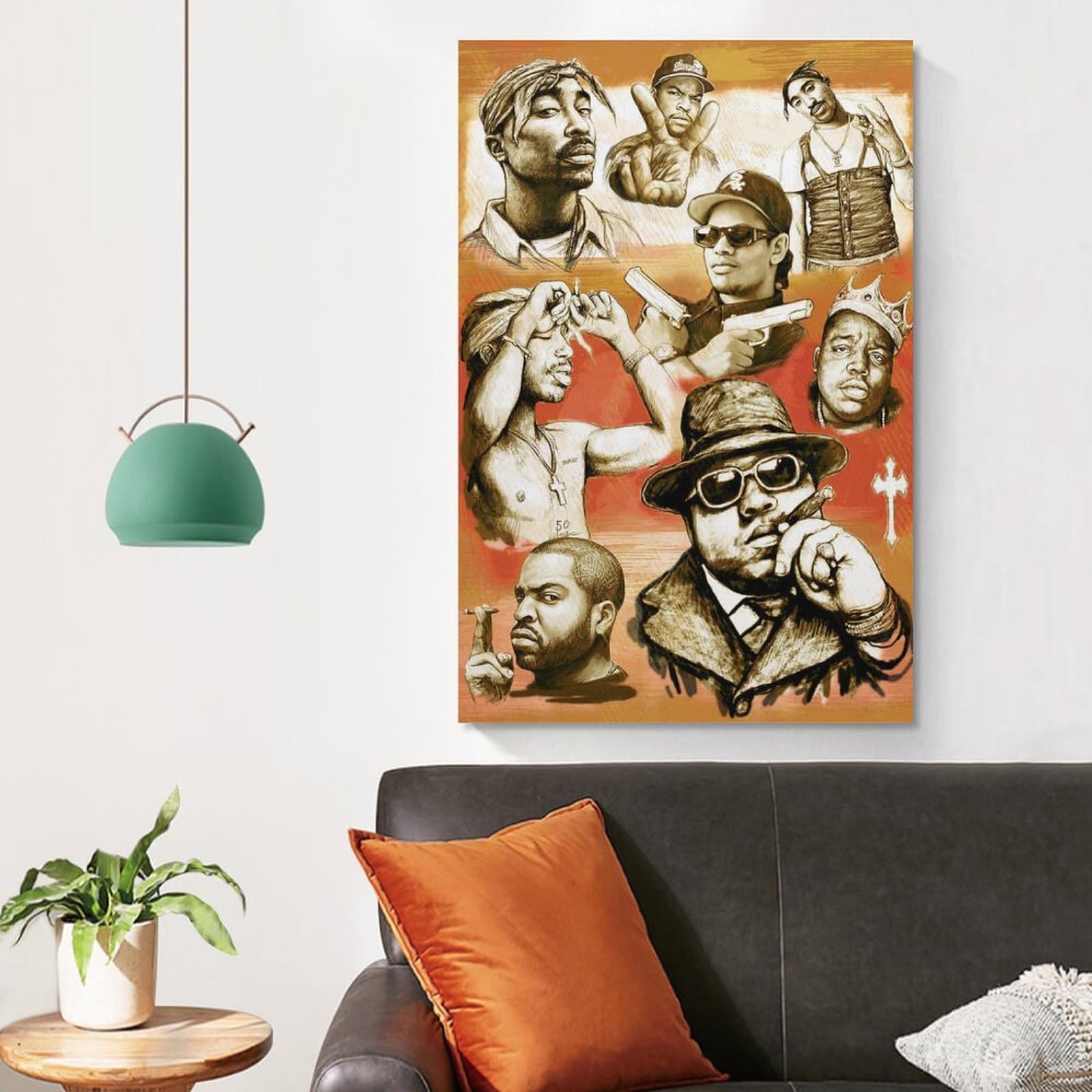 Poster su tela, motivo: cantante rap, hip hop, tutte le stelle, stampa artistica da parete, decorazione per la casa, poster artistico, 60 x 90 cm