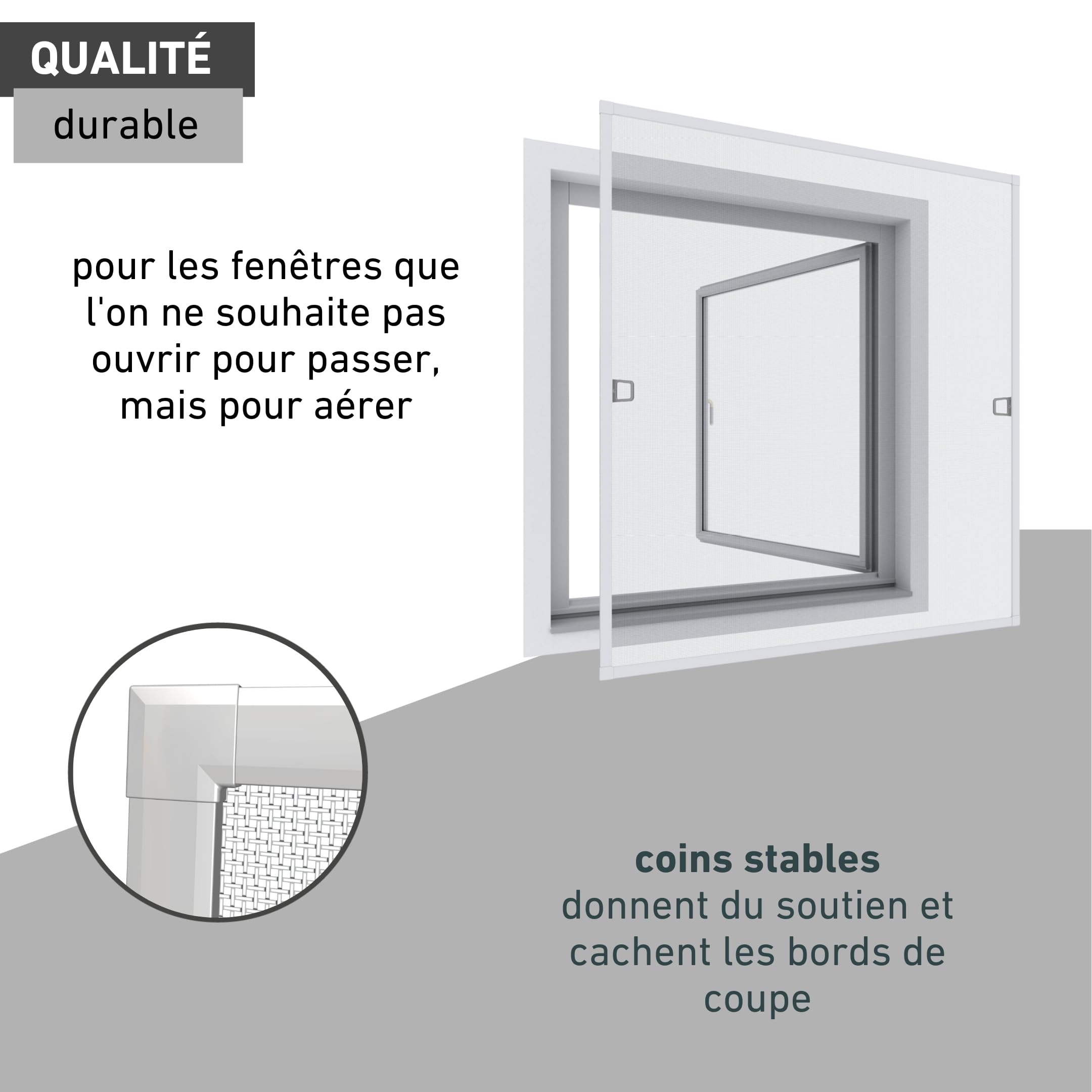 Windhager 04504 Basic Moustiquaire pour fenêtre à cadre tendeur Blanc 100 x 120 cm