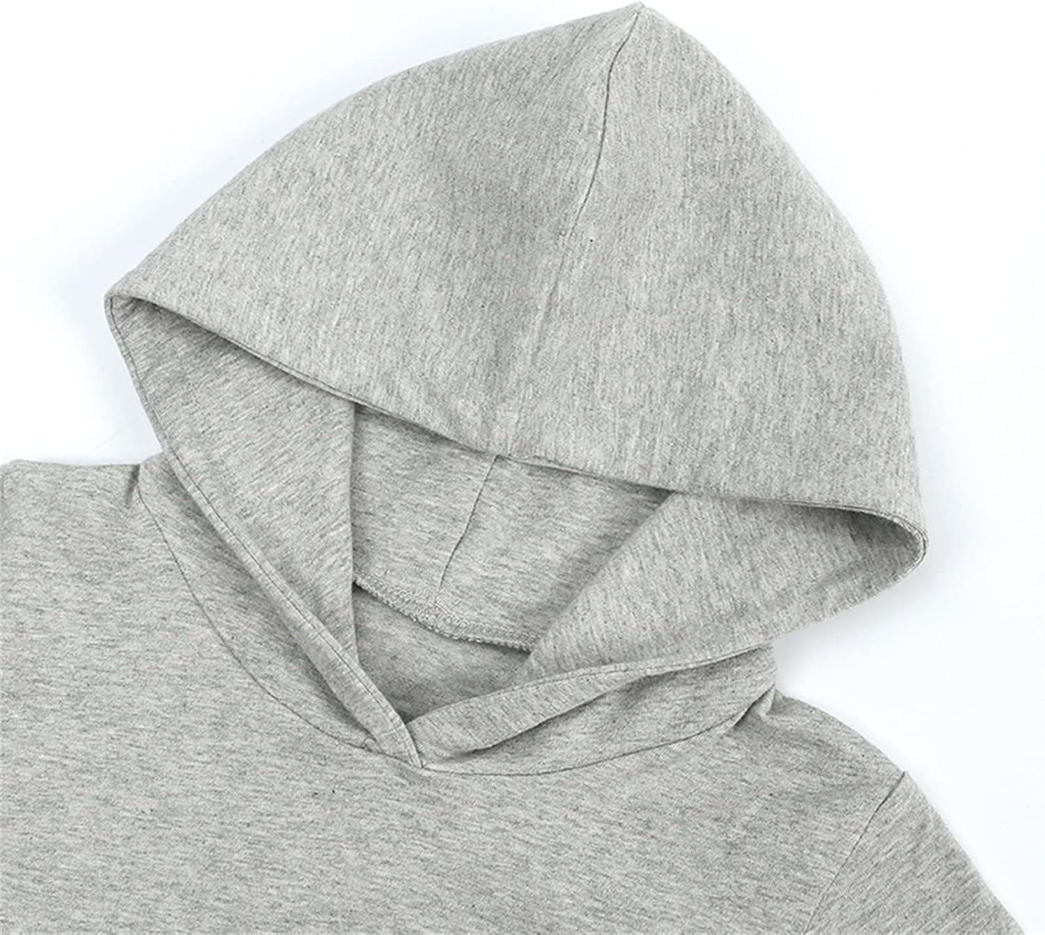 Cute Girls Sportwear Set Toddler Kids Baby Girls Boys 2PCS Tracksuit Summer Outfits Solid Short Sleeve Hooded Clothes Grey 6-12 Months image 6 of 9 B0B6PZZW3M