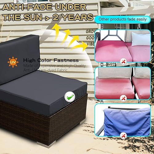 Miniatura 4 de Juego de 2 fundas de repuesto para cojines de asiento de patio al aire libre para sofá seccional, silla, muebles, asientos, a prueba de