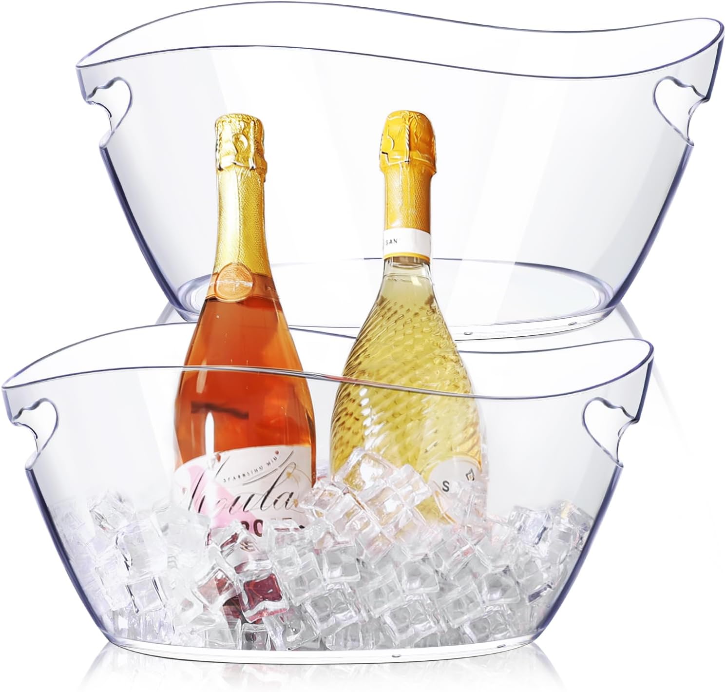 Ice Buckets for Parties, 6.5L Beverage Tub 2pcs Christmas Mimosa Bar Clear Acrylic Champagne Bucket with Scoops, Drink Bucket Tub for Cocktail Bar, Upgraded 6.5 Liter Wine Beer Cooler Bucket Kit