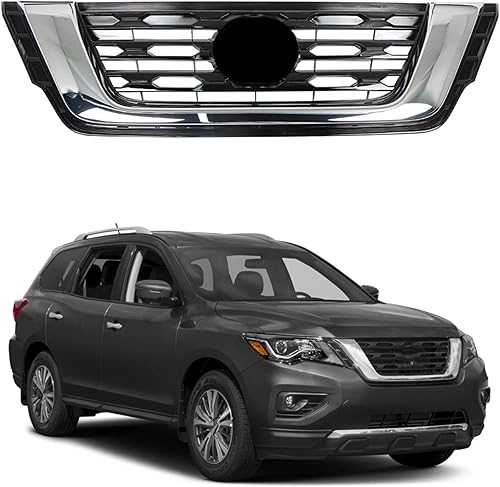 Rejilla de parachoques delantero superior de repuesto para Nissan Pathfinder cromo negro 2017 2018 2019 2020 NI1200296