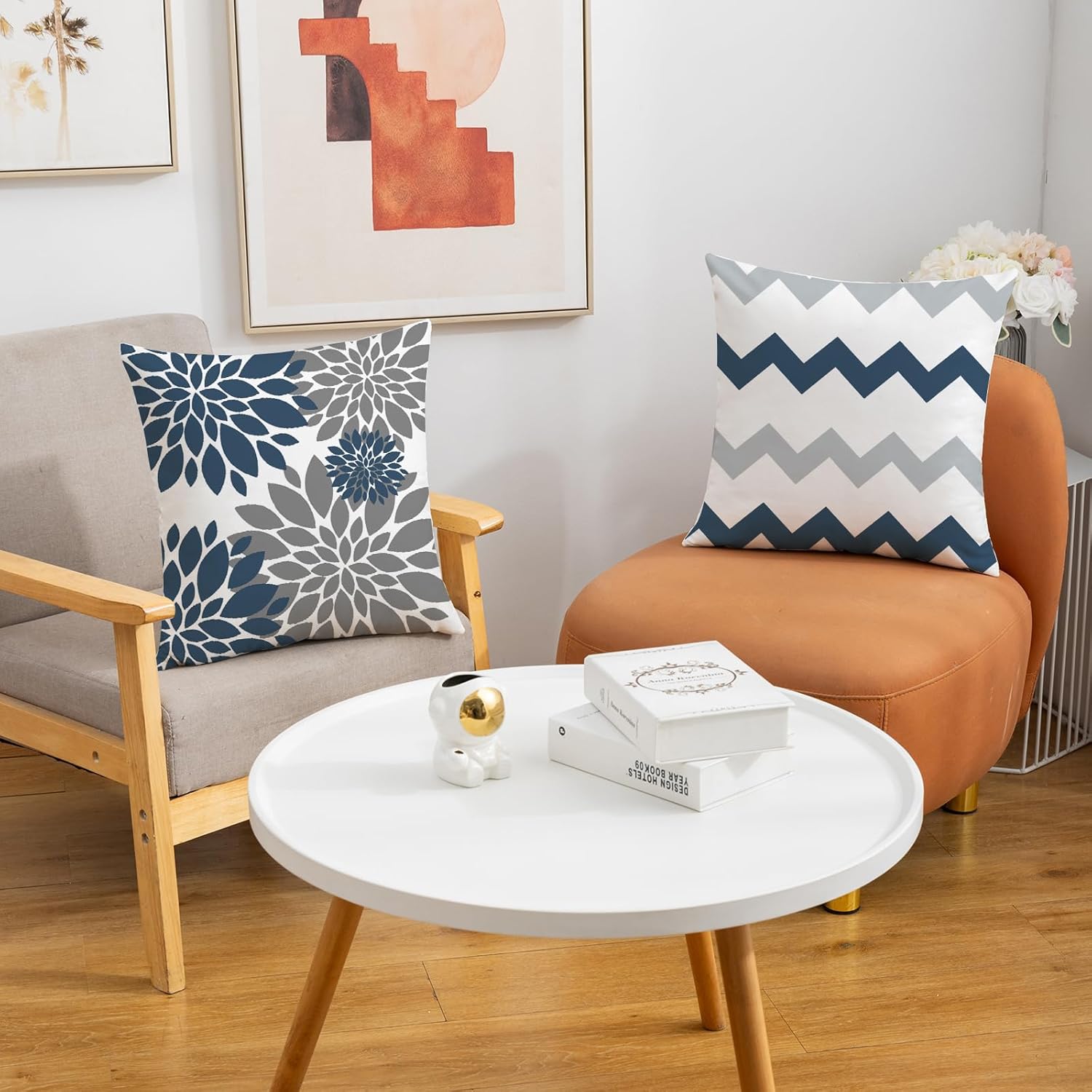 Blue Farmhouse Pillow Cover 18 x 18 Inch Set of 4 Spring Summer Throw Pillow Covers Double-Sided Printing Pillow Case for Sofa Home Decor - Image 6