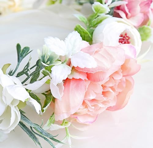 Miniatura 5 de Vivivalue Corona de flores nupciales guirnalda diadema floral diadema halo boda fiesta fotos