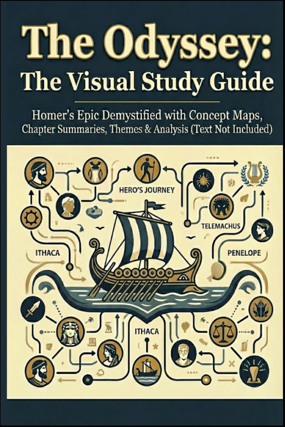 The Odyssey: The Visual Study Guide: Homer’s Epic Demystified with Concept Maps, Chapter Summaries, Themes & Analysis (Text Not Included)