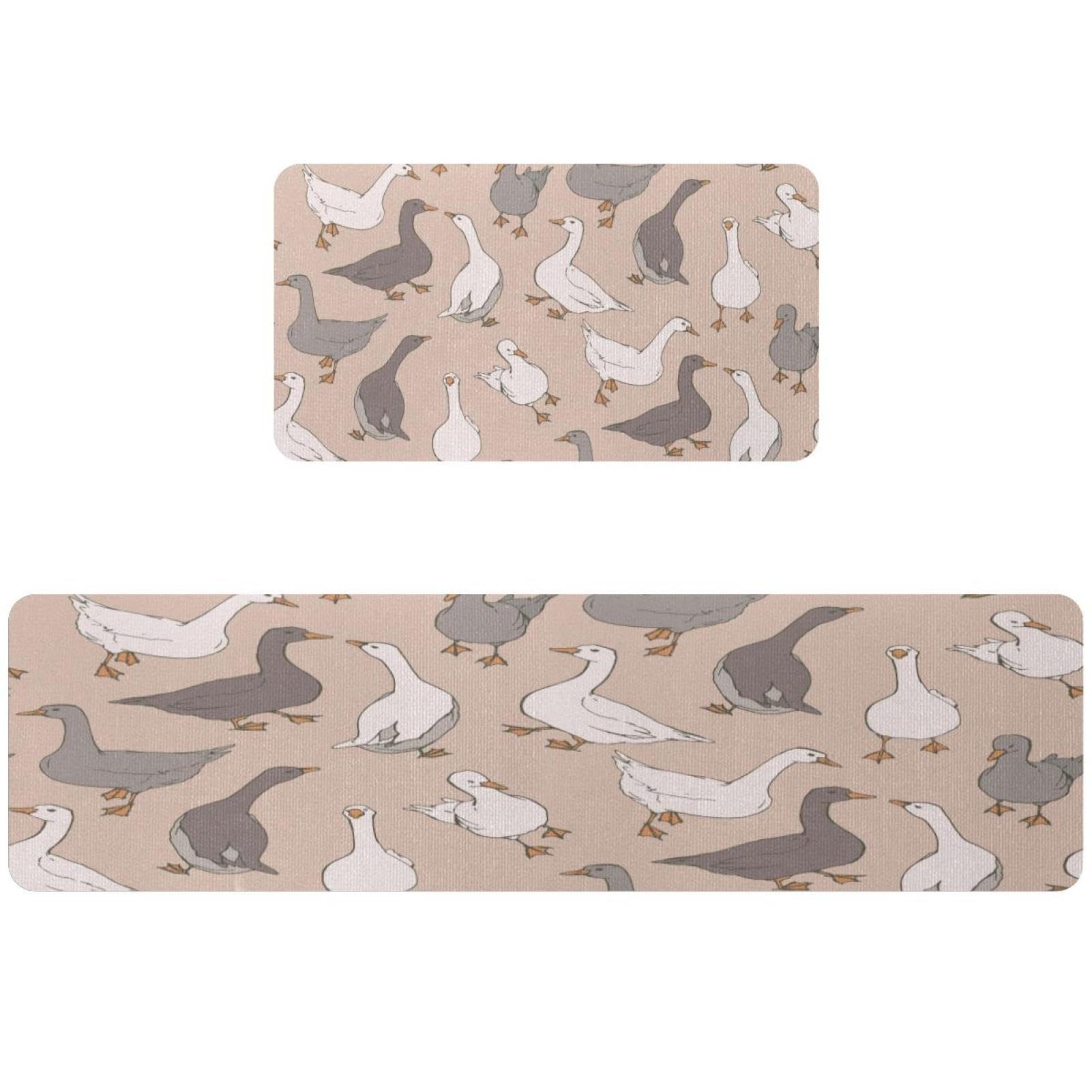 Alfombrillas de cocina VAPOKF lavables y antideslizantes con diseño de gansos para el hogar