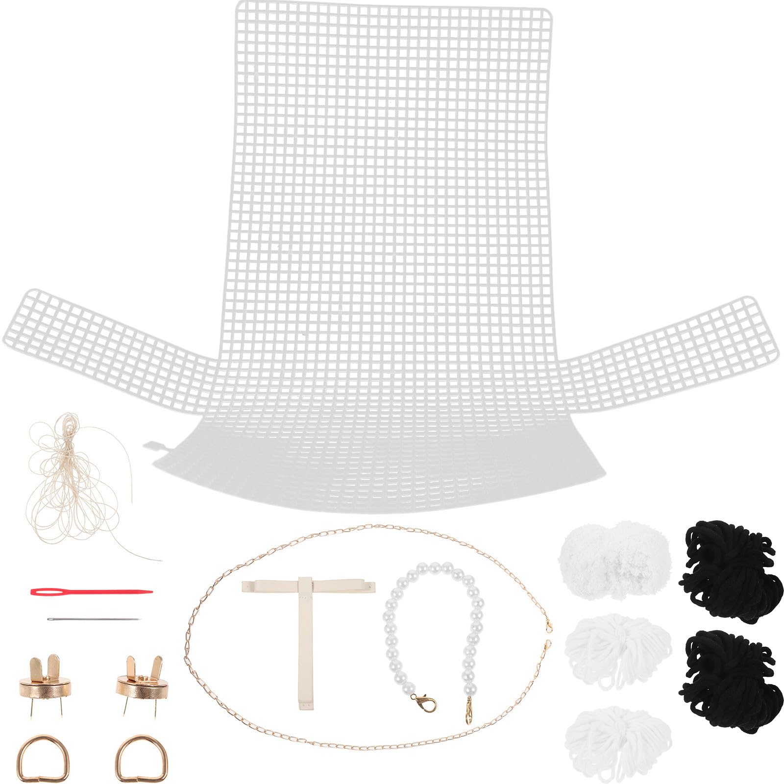 Kit de lana para hacer un bolso bandolera a mano con cadena de perlas para manualidades