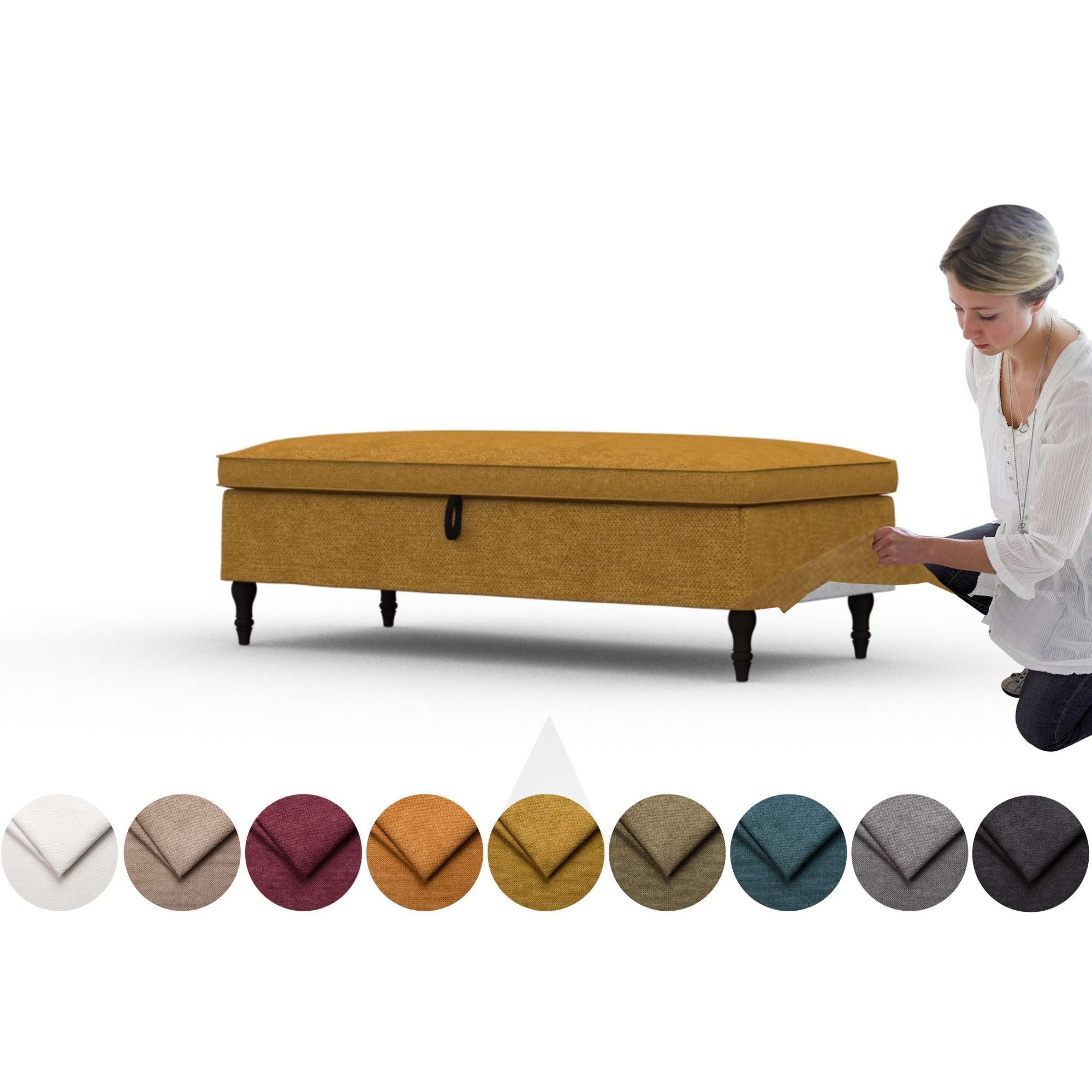 comfortly Cover for Stocksund Bench, Replacement Slipcover, Heavy Duty 2 pcs Cover, Soft Durable Washable Fabric, Easy to Clean & Replace (Crown - Curcuma)