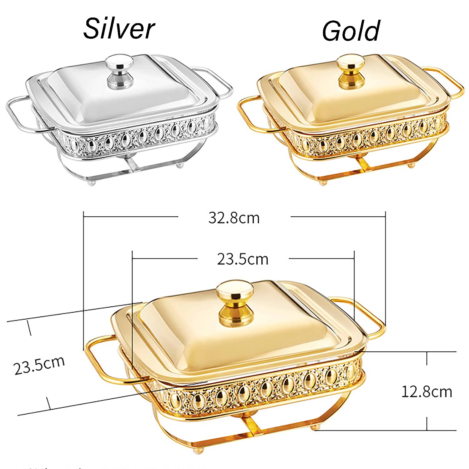 Set da Buffet per Scaldavivande da 2 QT, Set di Scalda Buffet e Scalda Buffet con Coperchio, Scalda Alimenti per Buffet di Feste All'aperto, Argento