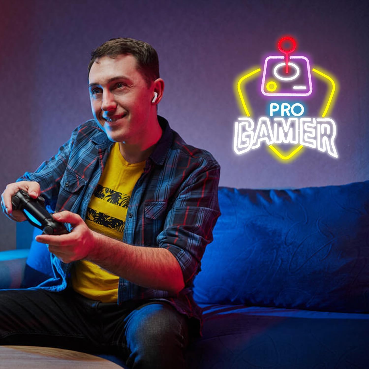 Neonowy znak Pro Gamer, neonowe światło LED, kolorowe neonowe znaki do pokoju chłopca, przyciemniane, USB, fajny neonowy znak na imprezę, do salonu, sypialni, dekoracja