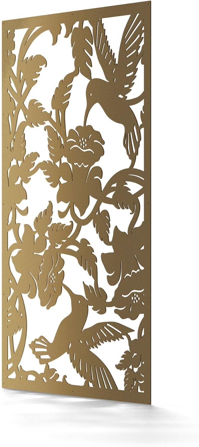 Hummingbird Metal Privacy Screen, Decorative Panel for Home & Garden, Outdoor Metal Decor, wall Art, Fence Insert, Perforated Aluminum Screen, Yard & Garden décor