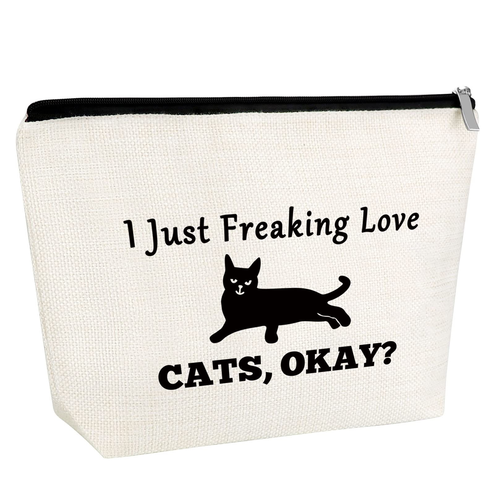Cat Lover Gift Cat Owner Birthday Gift Makeup Bag Cat Mom Gift for women Girls Kitty Mom Gift Cat Themed Cosmetic Bag for Daughter Cats Okay Makeup Pouch for Friends Crazy Cat Lady Gift Cat Kitty Gift