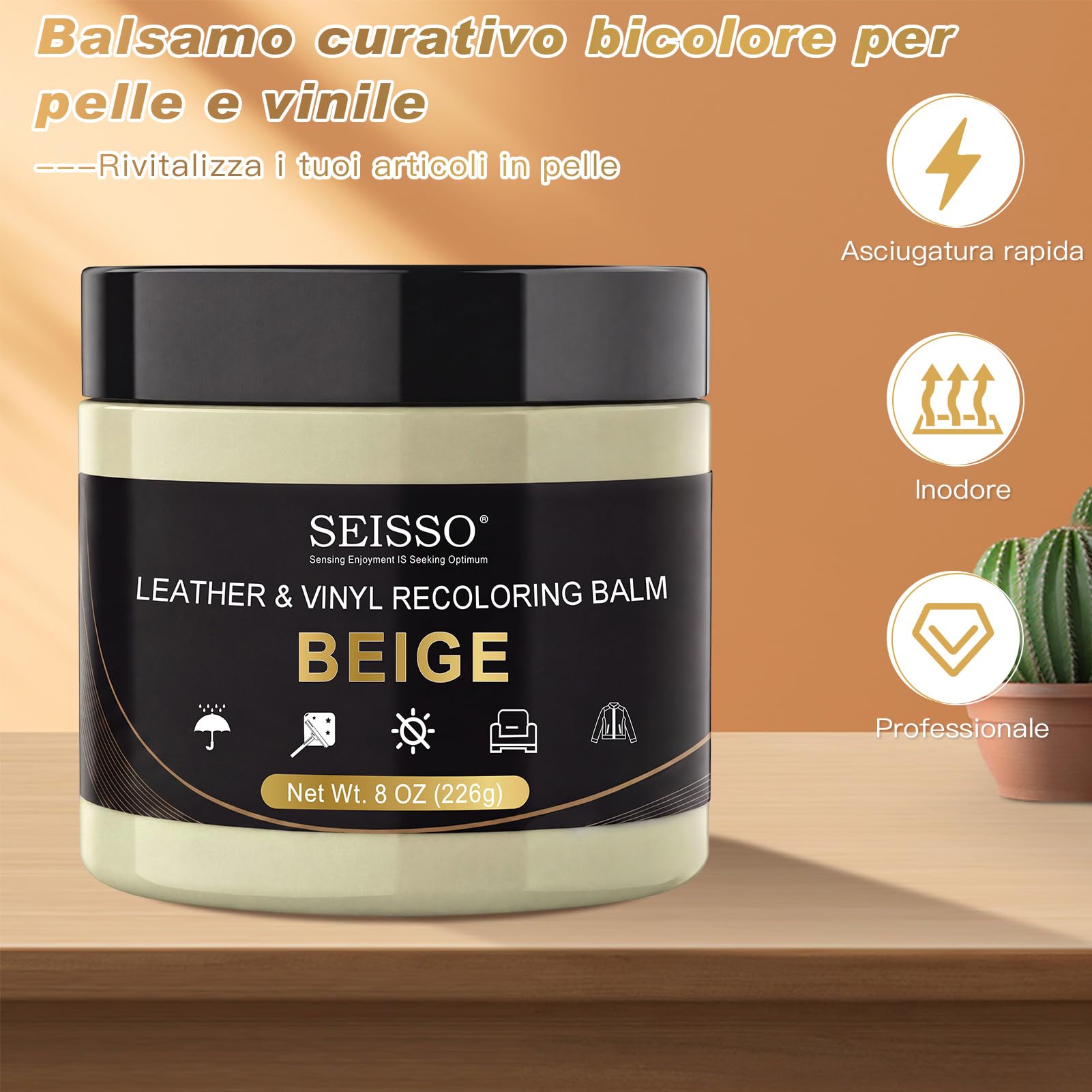 SEISSO Kit Riparazione Pelle Auto, Ripara Pelle Divano, Stucco per Pelle, Riparare i Sedili delle Auto, i Divani, i Cappotti, Le Scarpe, Le Crepe e i Graffi sulla Pelle, Colori: Beige