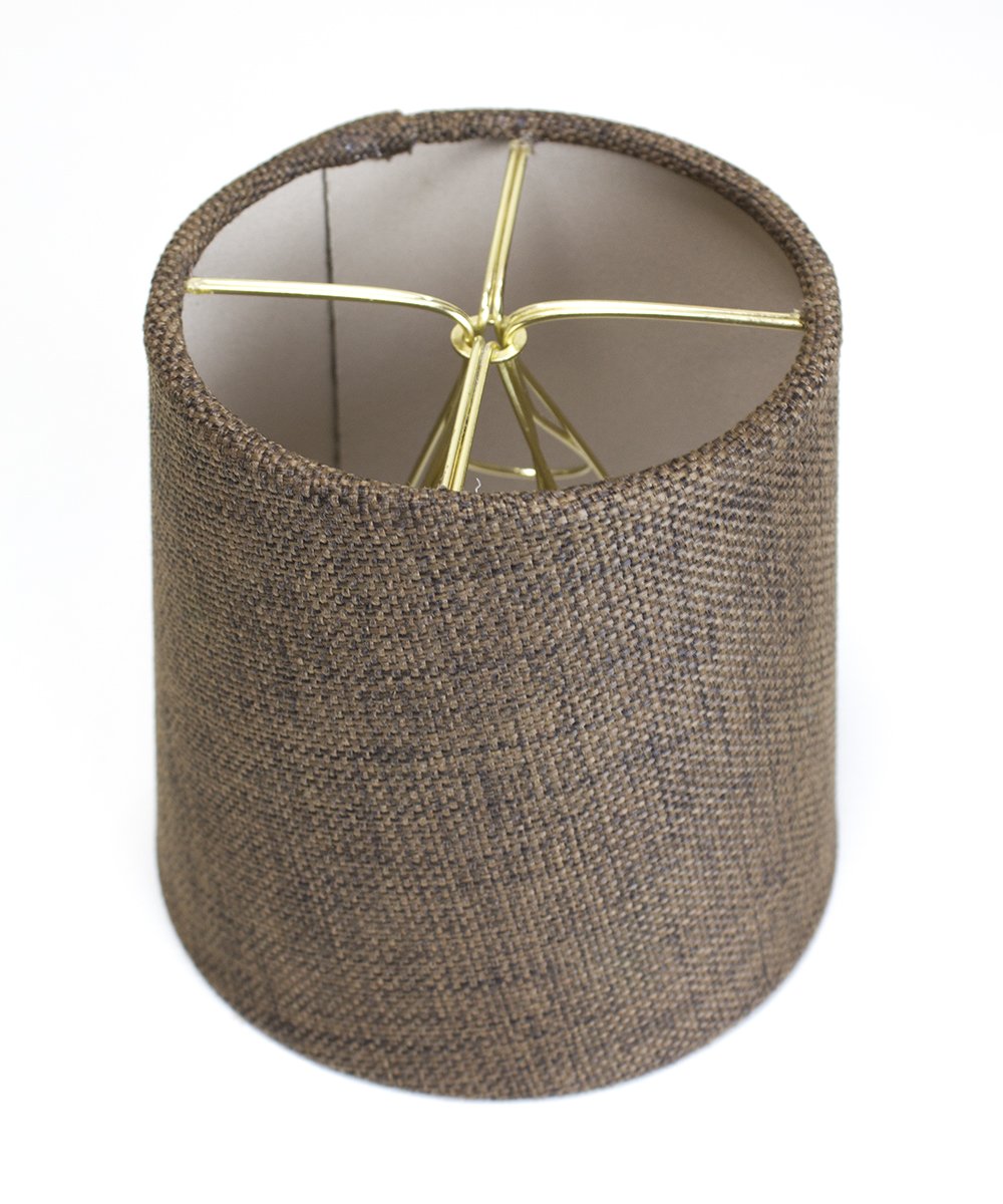 5x6x5 Chocolate Burlap Drum Chandelier Clip-On Lampshade - Perfect for chandeliers, foyer lights, and wall sconces -Small, Brown