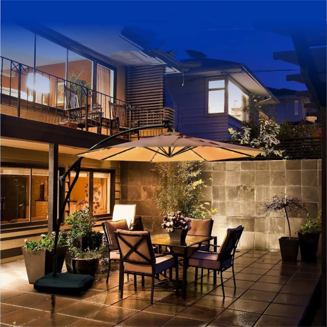 Ombrellone da patio 392 cm con luci solari LED, Ombrello da mercato