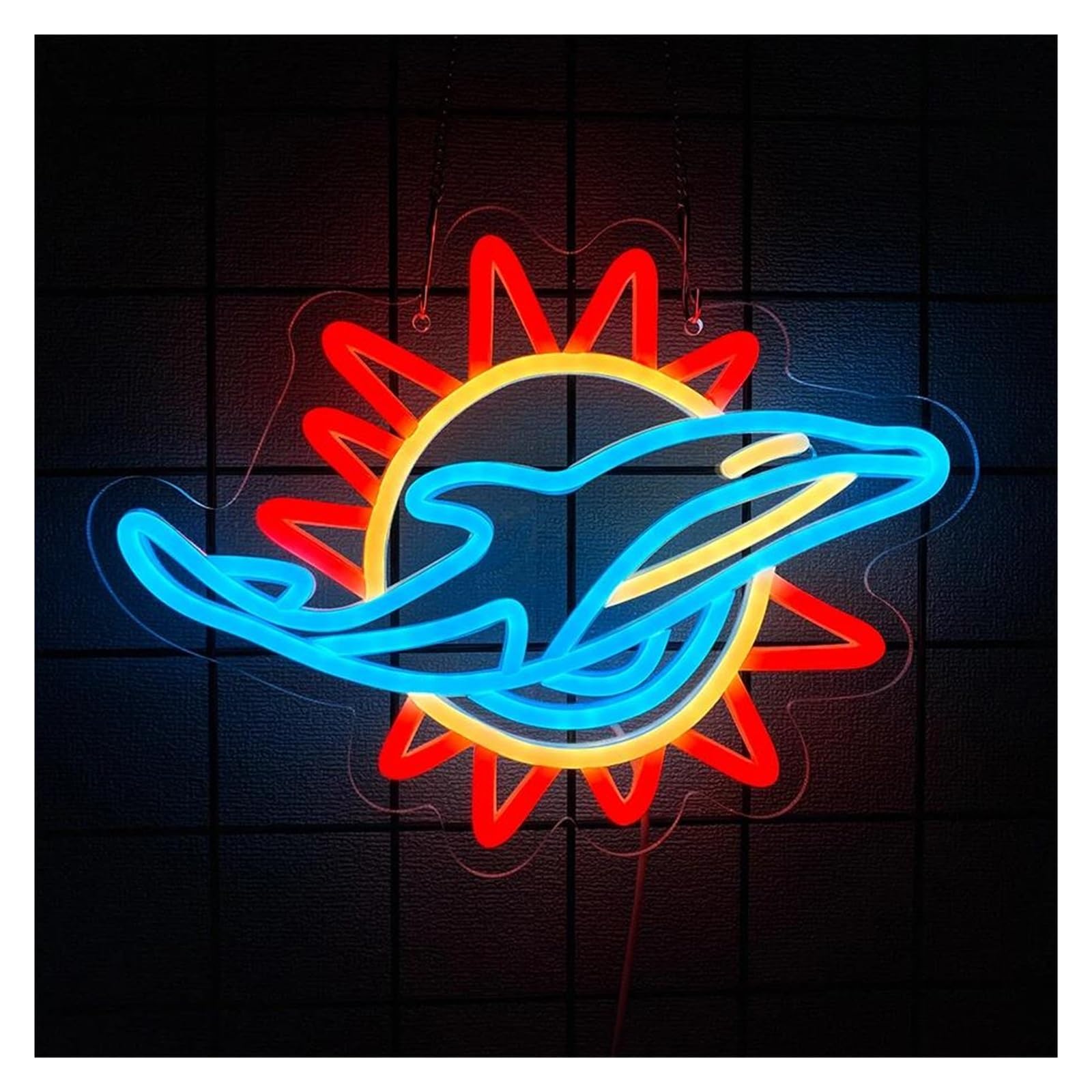 LEMST Signs Lamp Whale Neon Sign Sun Flower Light Dimmable USB Powered for Bedroom Bar Club Office Home Wall Art Decor Night Lamp 32.5cmx24.5cm