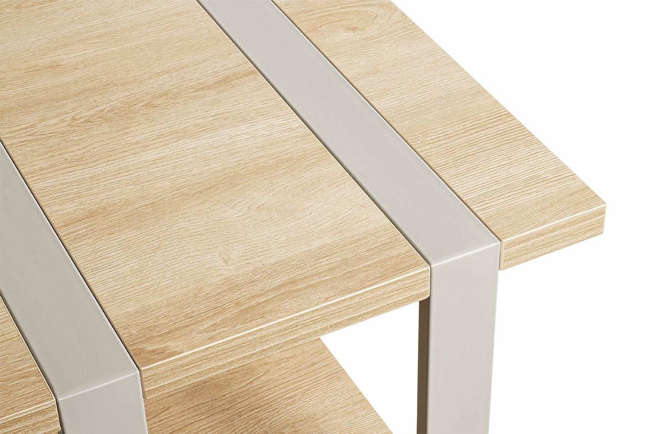 HAKU Table d'appoint en chêne Naturel, métal Gris Cachemire, aggloméré, Table de Salon de Style loft Industriel - Dimensions : L 45 x H 45 x P 45 cm Style : Moderne