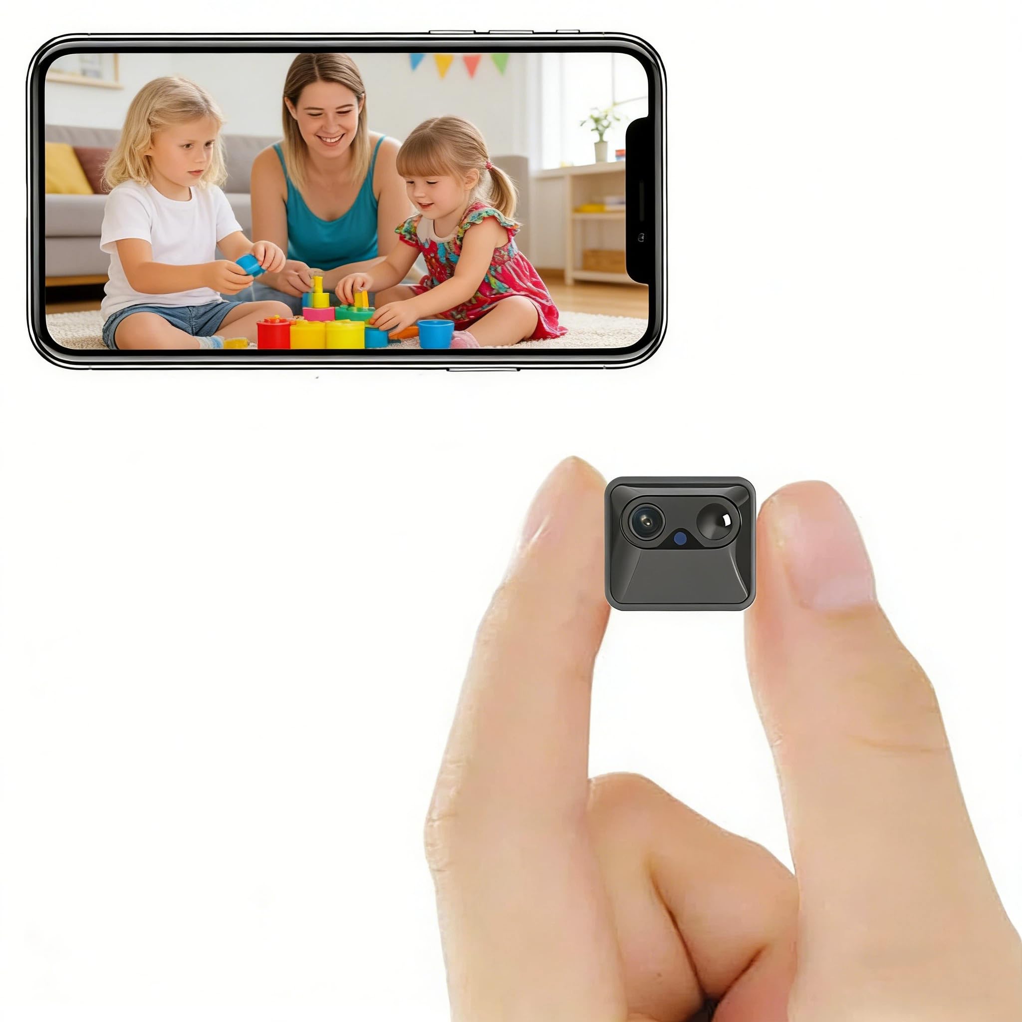WKX 2K Small Security Camera, Mini Indoor Camera with 40 Days Standby, 64GB Storage, Color Night Vision, Magnetic Base, Motion Alert, Wi-Fi Remote Monitor