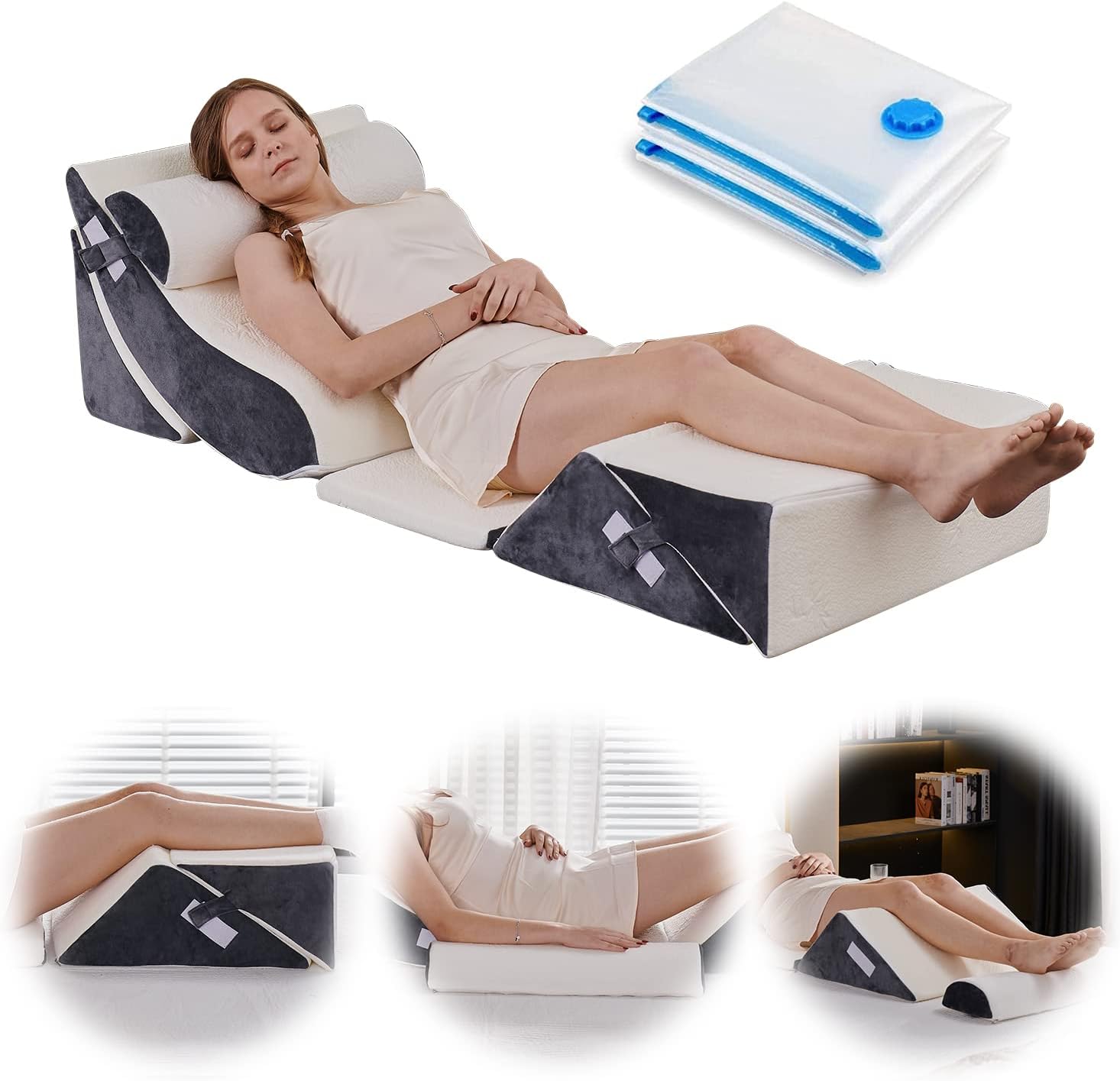 Qirroboni 6PCS Orthopedic Bed Wedge Pillow Set, Adjustable