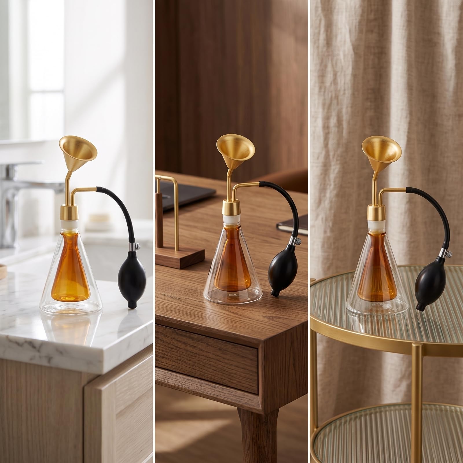 Aroma Flasche Glas Duftspender Parfümzerstäuber Sprühflasche mit Konischem Körper Und Taillenform für Hausdeko Badezimmer Schlafzimmer Spa Theke, Style to 2