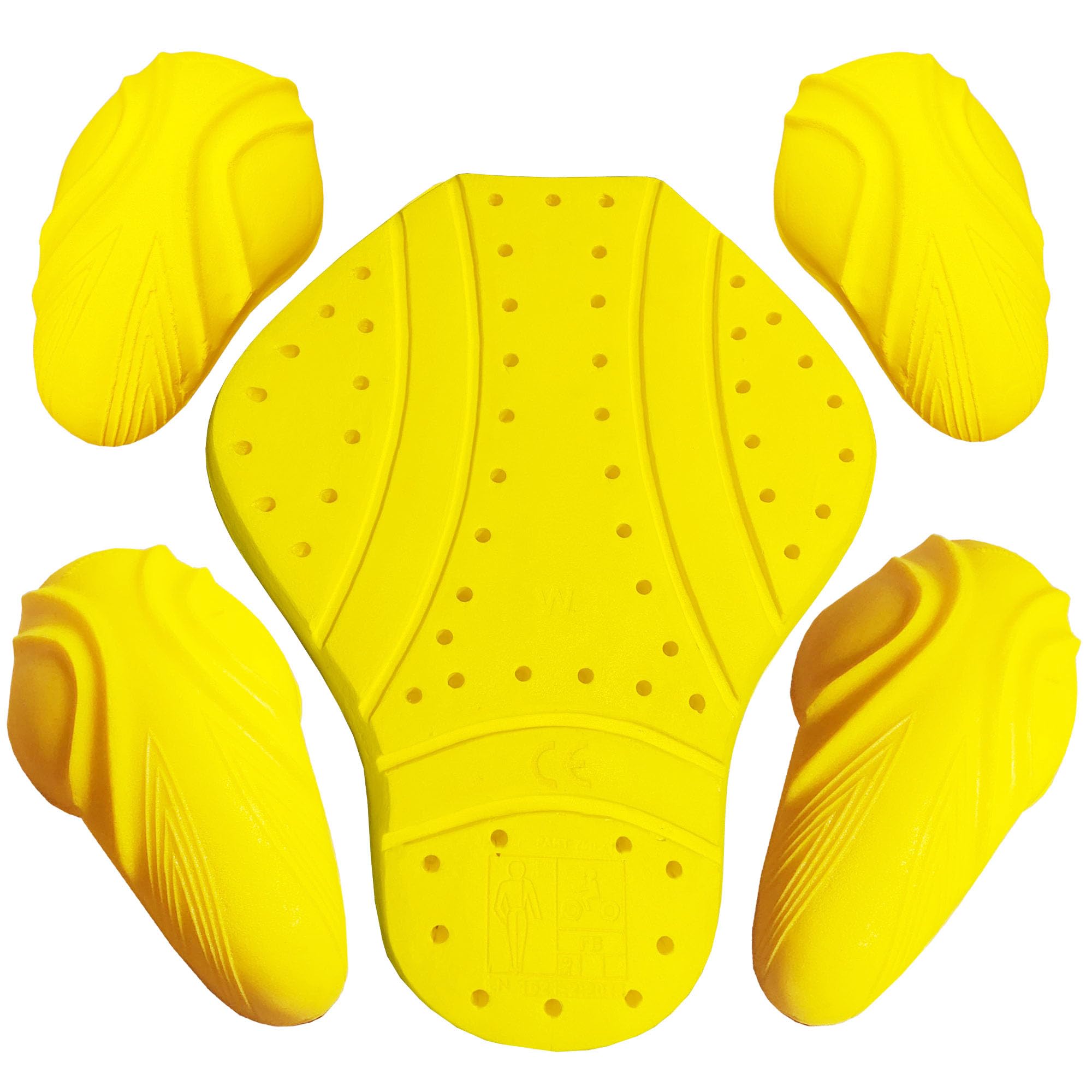 Jackets 4 Bikes CE Level 2 Back, Elbow and Shoulder Certified Armor Pads 5 PC Set, Motorcycle Armor Protector Inserts for Motorcycle Jackets Unisex All Yellow