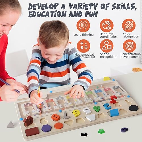 Miniatura 3 de Laberinto magnético educativo 3 en 1 de color y número, juguetes Montessori para niños pequeños de 3 años, juguetes de clasificación de rompecabezas