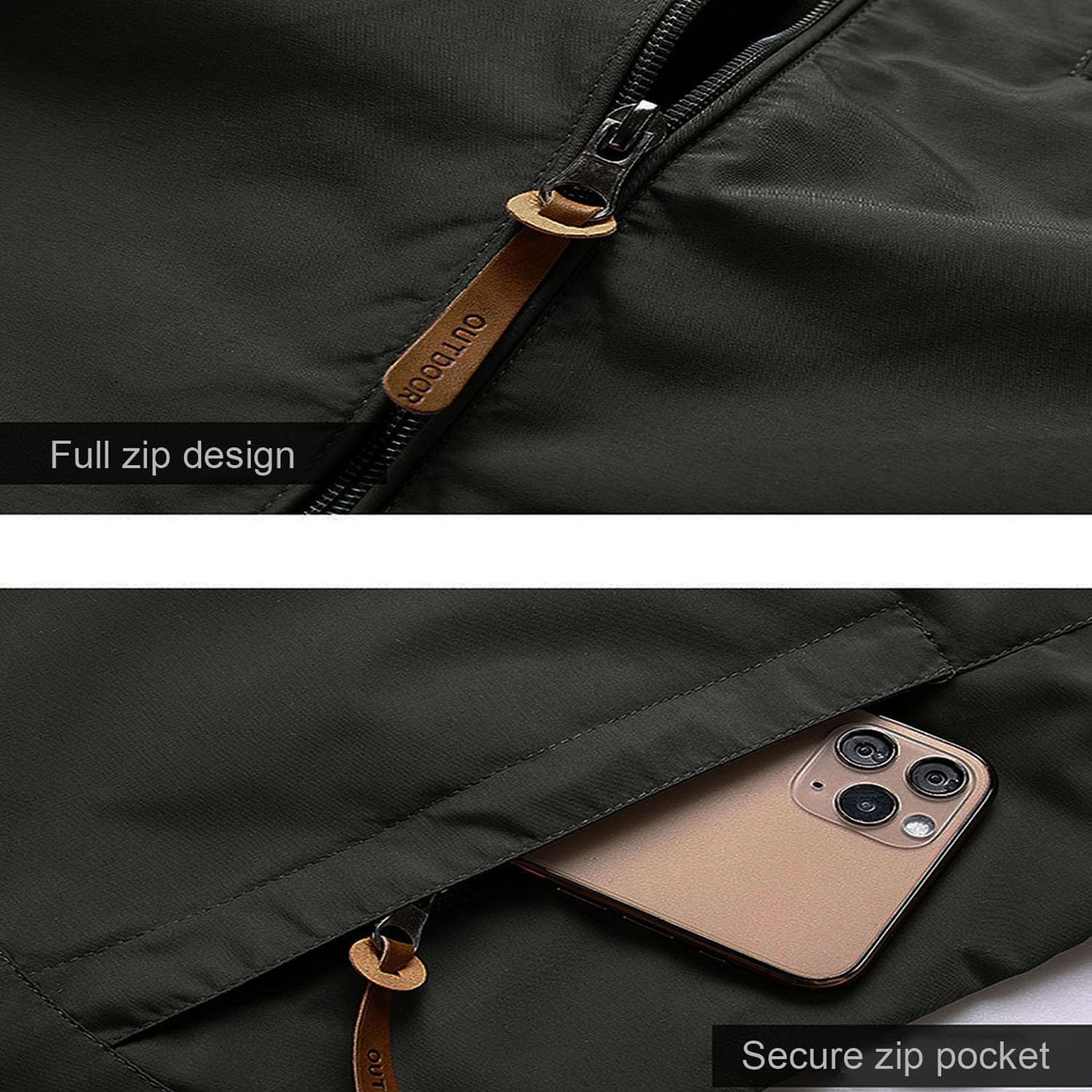 Windbreaker Jackets for Men Custom Logo Workwear Personalized Lightweight Zip Outdoor Rain Coat - Image 2