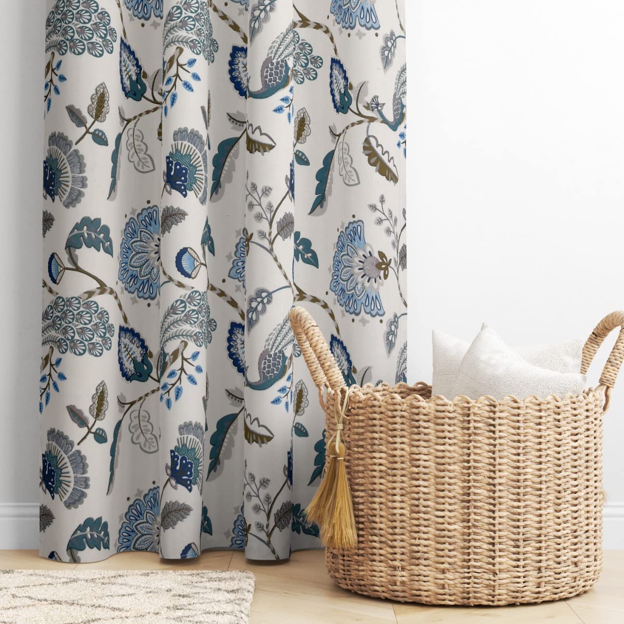 Amigos® 100% Cotton Curtains for Door Bedroom, Living Room, Home Décor Fashion Printed Set of 2 Curtains with Stainless Steel Rings (Orange flower, Long Door-9feet) (B0C5HLHFQP) Amazon Price History, Amazon Price Tracker