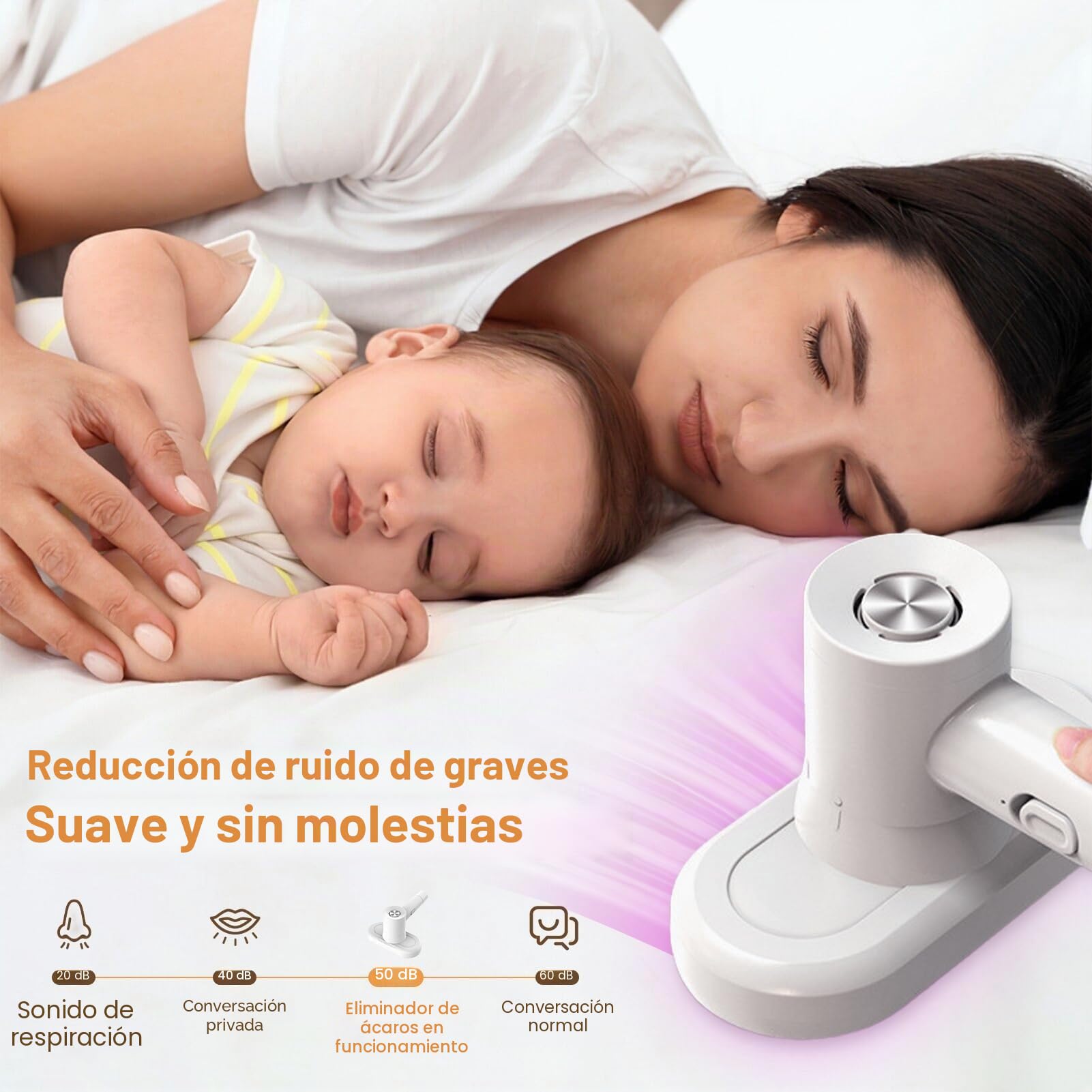 Yaasier Aspirador de ácaros con luz UV, Mini aspiradora con Filtro HEPA, Aspirador antiacaros con depósito de Polvo Permanente para colchones, sofás, Almohadas, alfombras