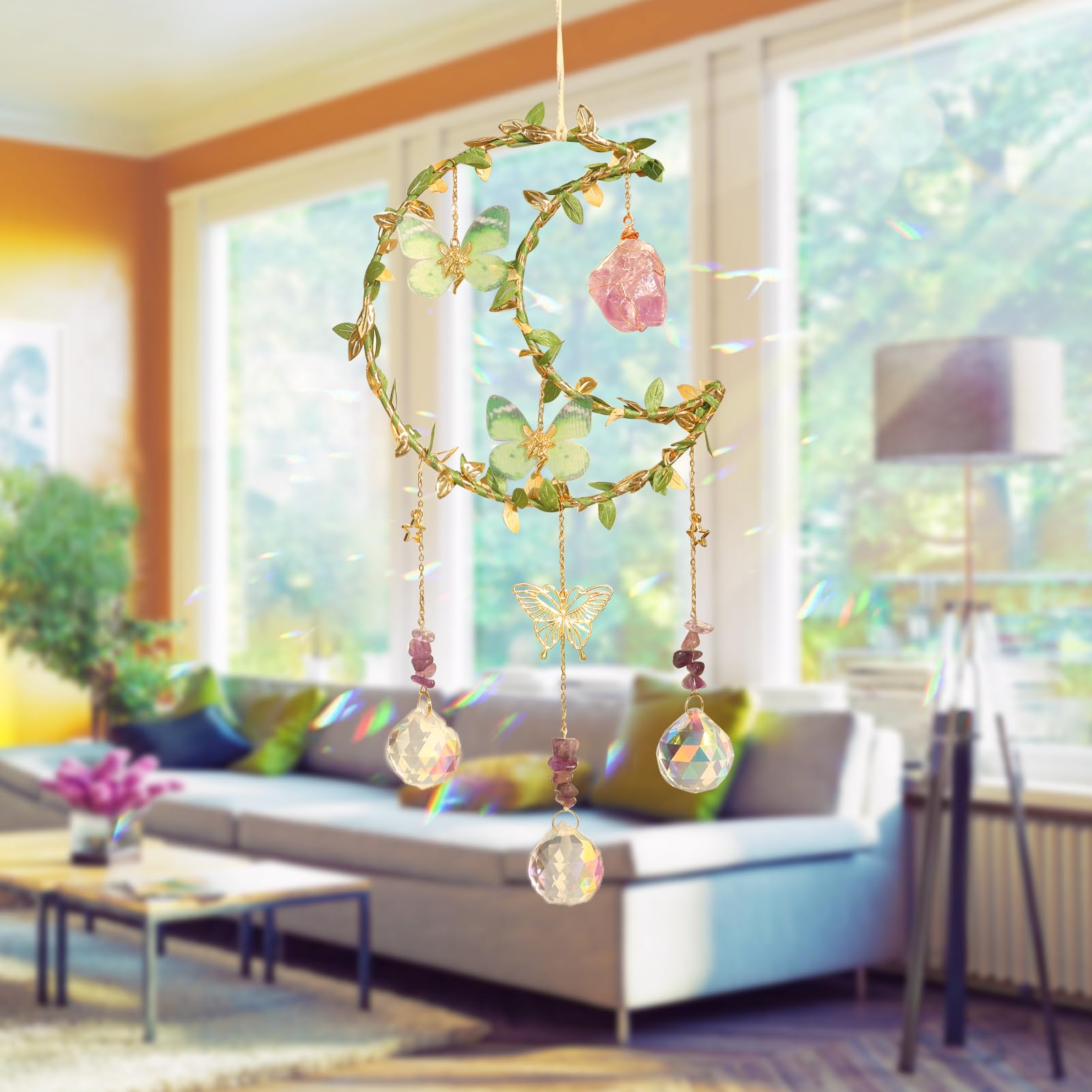 6 Paires De Breloques En Cristal Améthyste – Attrape-soleil Pour Fenêtre – Crochets Plaqué Or 18 Carats - 5
