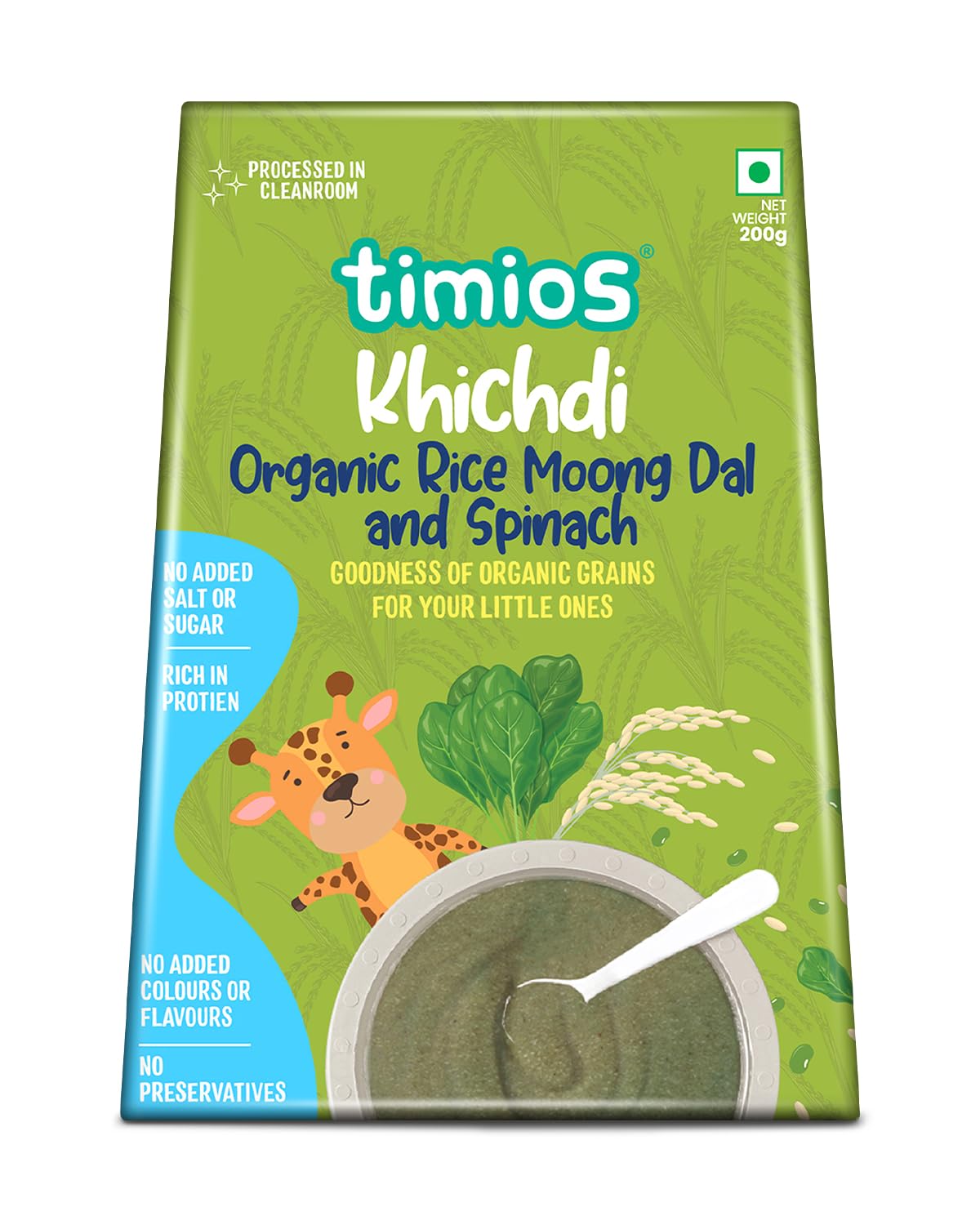 Timios Organic Rice, Dal & Spinach Porridge for 8+ Months- Pack of 1-image-35