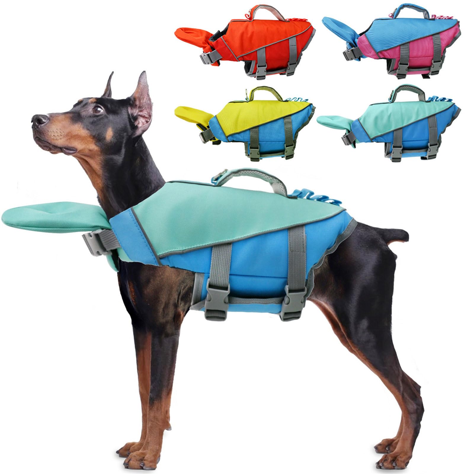 Gilet de Sauvetage réfléchissant pour Chien avec poignée, Haute flottabilité, réglable, Combinaison de Sauvetage pour Petites et Grandes Races, pour la Natation, Les Bateaux, Gilet de Sauvetage