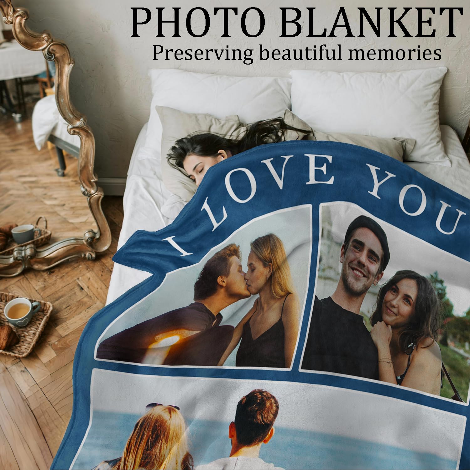 PUREFLY Custom Blanket with Text Photos Customized Throw Blankets Gifts for Husband Wife Girlfriend Boyfriend Birthday Anniversary Wedding Valentines Christmas 30'' x 40'' Photo 6-2