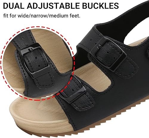 Miniatura 2 de Sandalias ajustables de doble hebilla para niñas y niños, zapatos de verano ligeros con velcro para niños pequeños y grandes