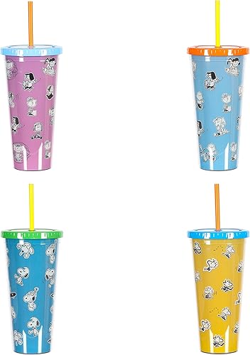 Miniatura 5 de Peanuts Juego de vasos de doble pared con tapa y pajitas para aniversario 70 de 70 años