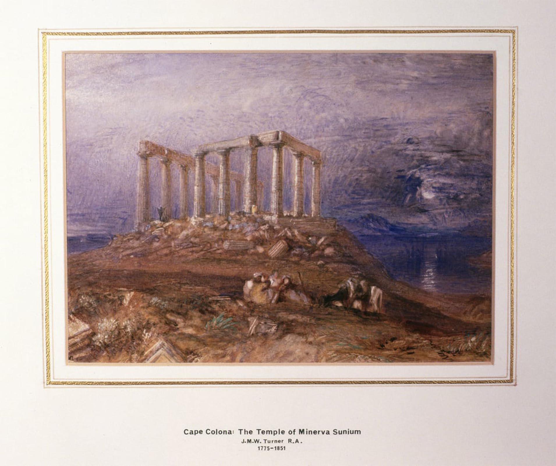 ARTXLXXBN Famous Print Painting Colorful Art Print the Temple of Minerva At Sunium Cape Colonna by Mallord William Turner Canvas Art Decorations for Home Decor 60x90cm