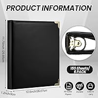 Vista 2 de Cholemy 6 Pieces Leather 3 Ring Binder Portfolio Organizer Classic Collection Executive Presentation Round Rings Vintage Binder Holds 150 Sheets
