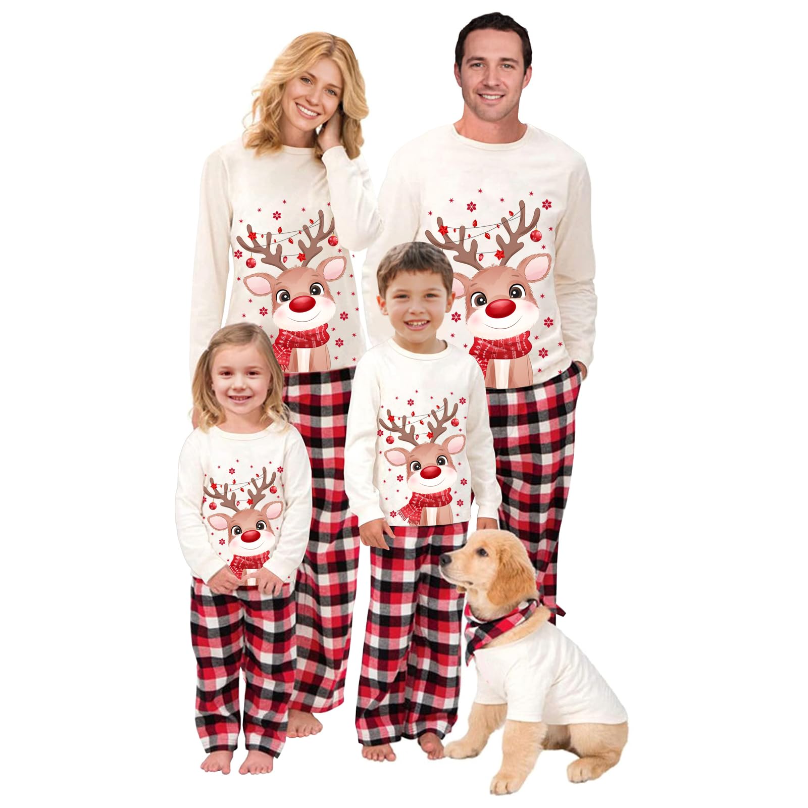 DOUUCO Weihnachts Familie Pyjama Set, Passendes Weihnachten Schlafanzug Paar Set, Weihnachts Langärmelige Hose Christmas Nachtwäsche Winter Geteilter Home Set Für Damen Herren Kinder