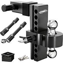 Adjustable Trailer Hitch for 2-Inch Receiver-8-Inch Drop/Rise,2" & 2-5/16" Ball Hitches for Trucks,18,500 LBS GTW, Heavy Duty Aluminum Tow Hitch with Anti-Theft Locking Pins,Black