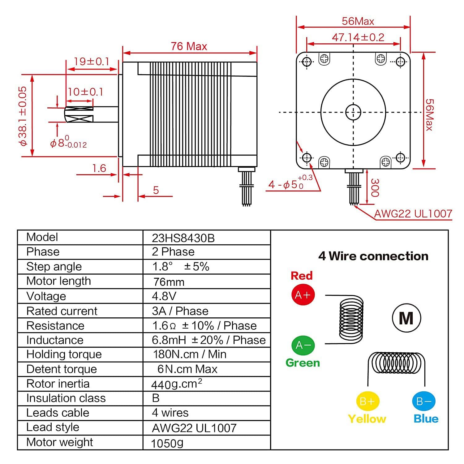 RATTMMOTOR CNC Steuerung Komplett Set 3 Achsen Neam23 57 * 76mm Schrittmotor 1.8Nm 270oz.in,MD430 Schrittmotortreiber,5 Achsen Parallel Interface Breakut Board + 350W 24V Netzteil (3 Achsen)