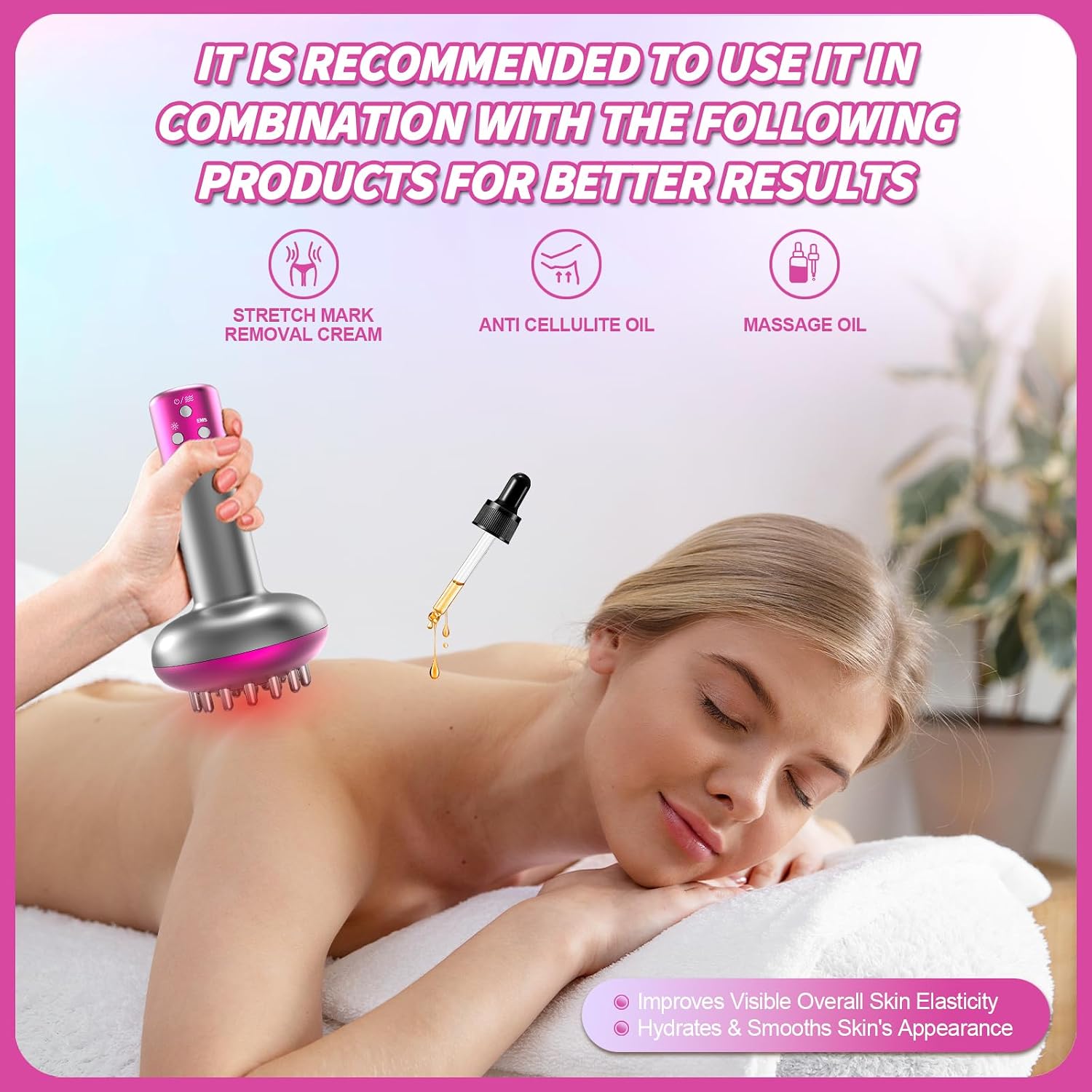 Lymphatic Drainage Massager & Anti Cellulite Massage Tool, Helps Reduce Stretch Marks & Cellulite,for Legs, Arms & Belly, Body Sculpting Machine with Heat & Vibration(Purple)
