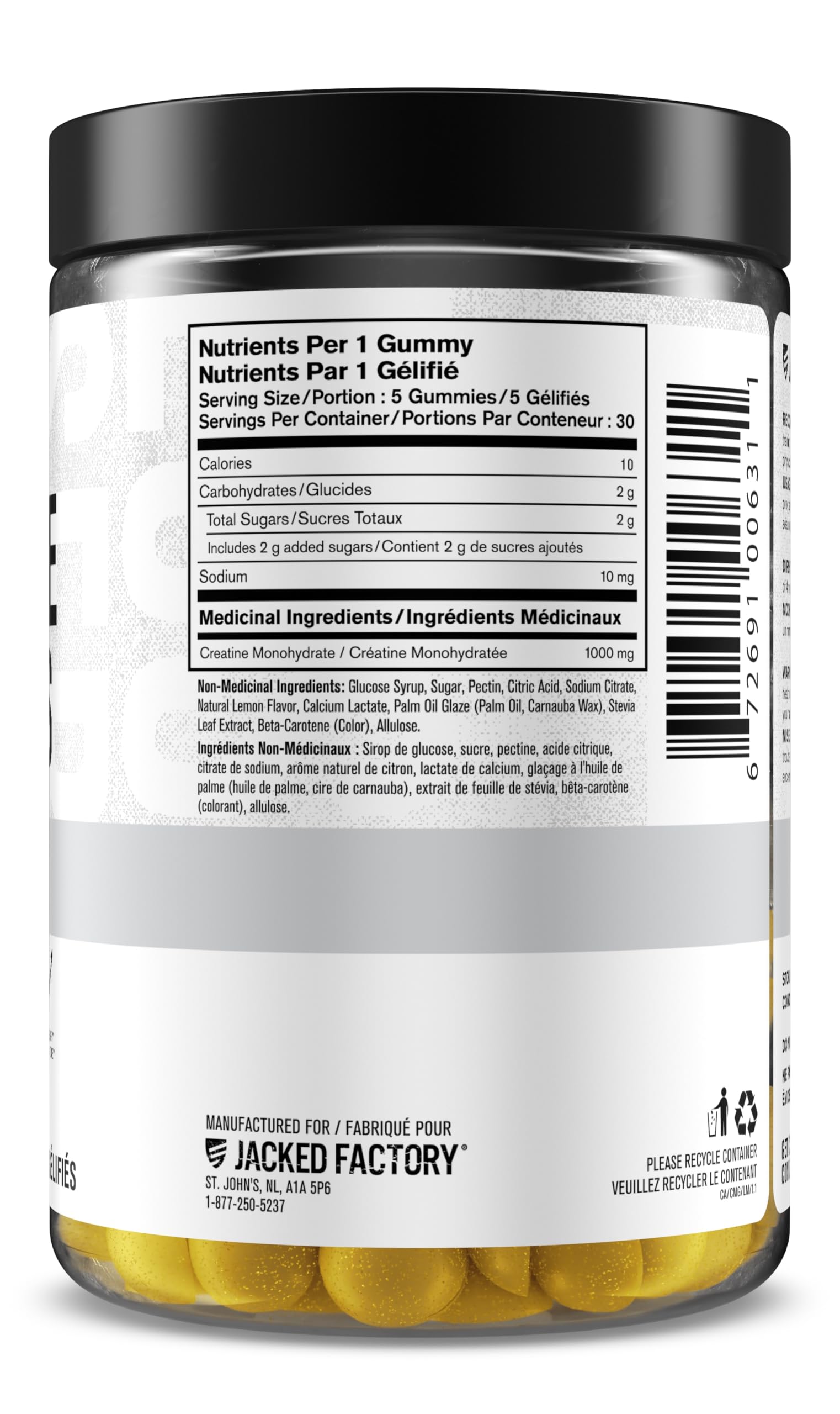 Jacked Factory Creatine Gummies 5g Daily Dose (1g per Gummy) - Creatine Gummy for Men and Women, Vegan-Friendly, Travel-Friendly, Third-Party Tested - 150 Gummies, Lemon — Amazon image 2